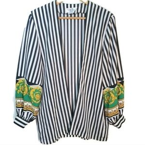 80'S Vintage Rustan-Criselda Black & white Stripped Light Vest Size Large